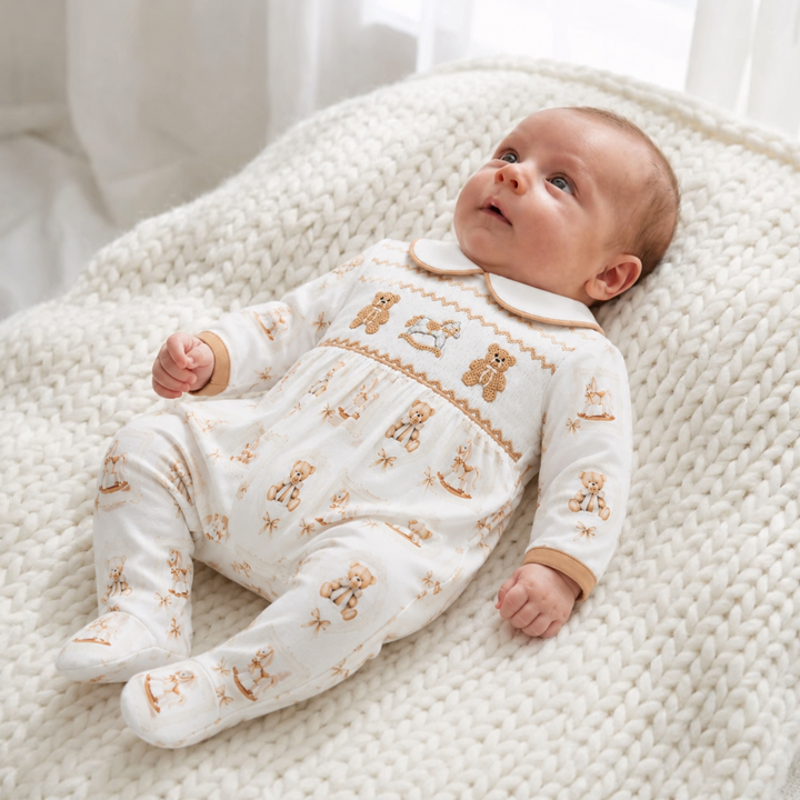 Ocean Baby 'My Little Cuddle Bear' Smocked Sleepsuit (NB-18M)