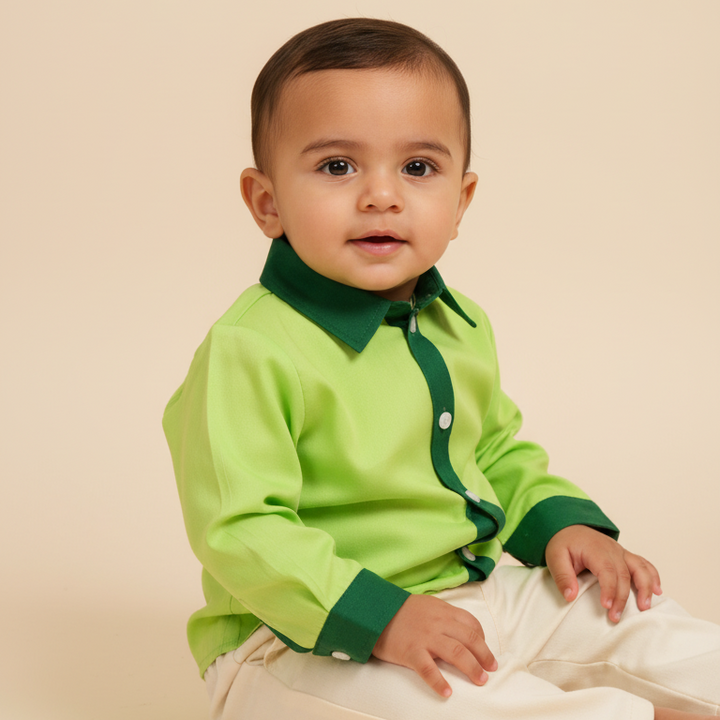 Ocean Baby Boys Apple Green Cotton Shirt  (18M-14Yrs)
