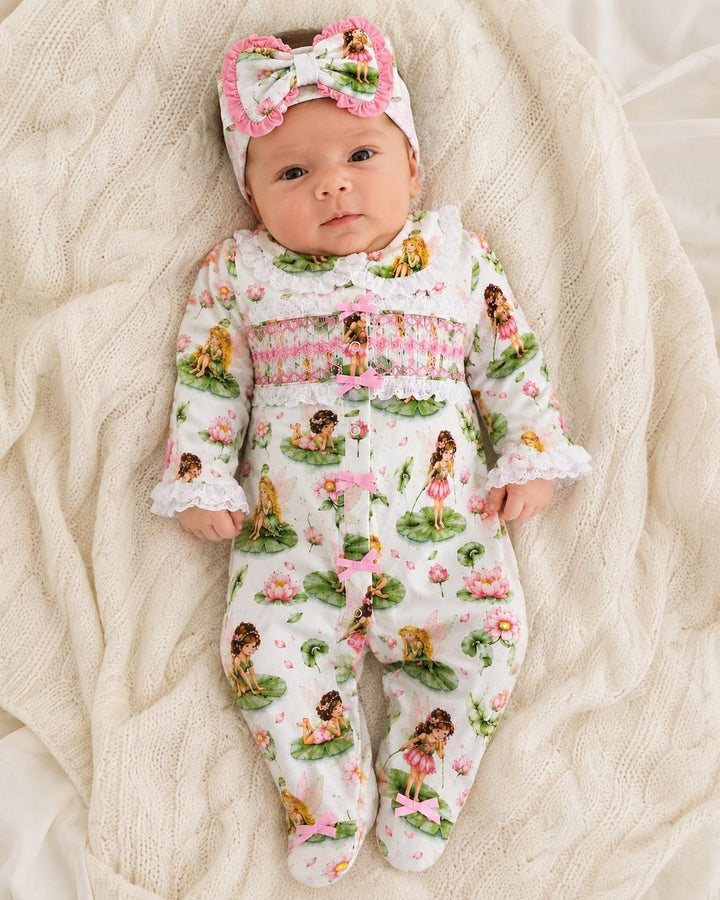 girls luxury smocked sleepsuit