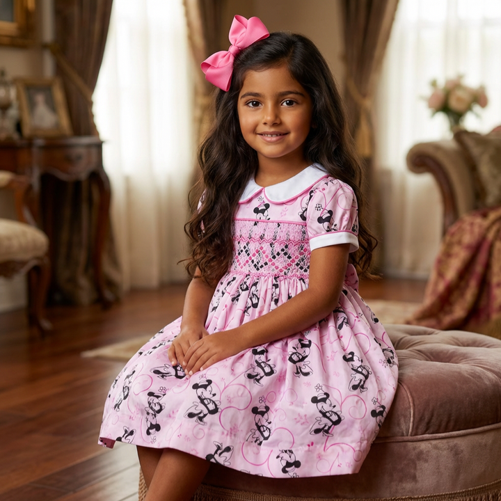 Ocean Baby Girls Pink Minnie Smocked Petticoat Layered Dress - (3M-8Yrs)
