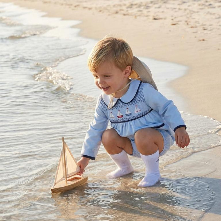 Ocean Baby Boys Sail Boat Smocked Bubble Suit Set (NB-3Yrs)