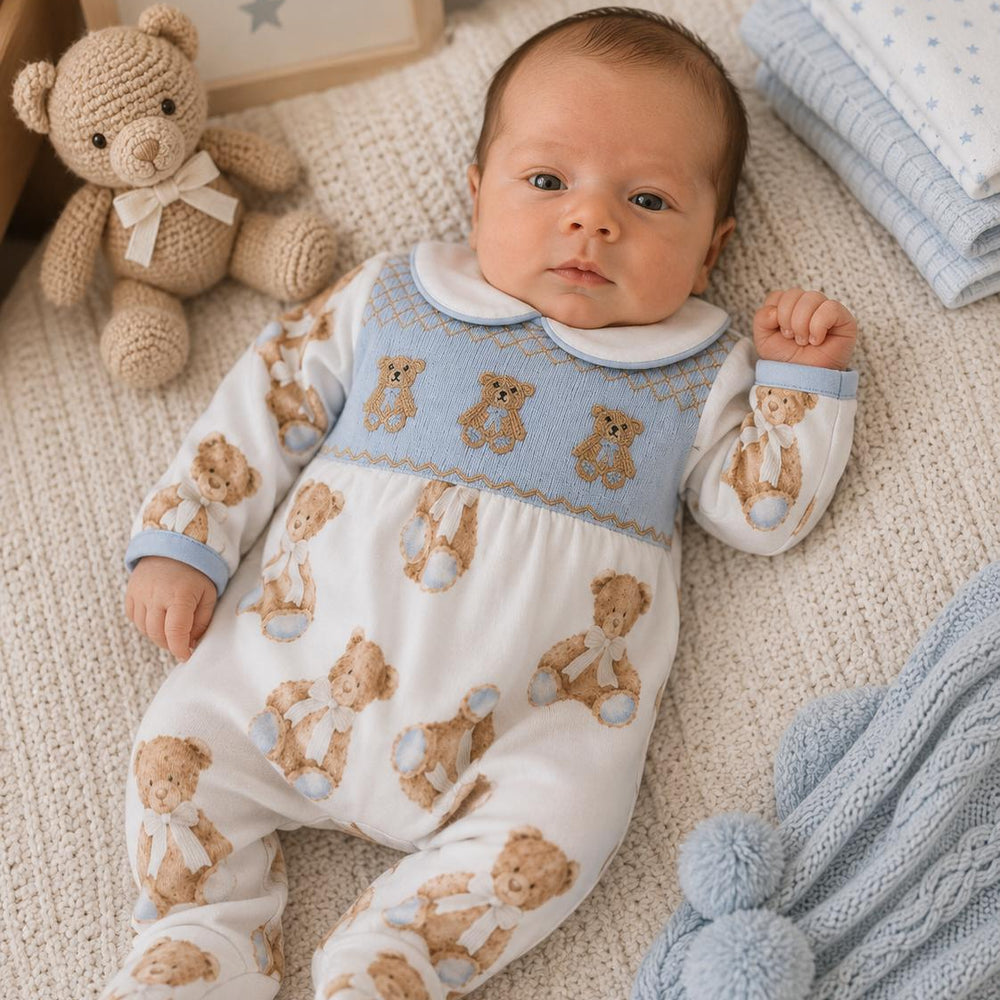 baby boys smocked clothing smocked sleepsuit