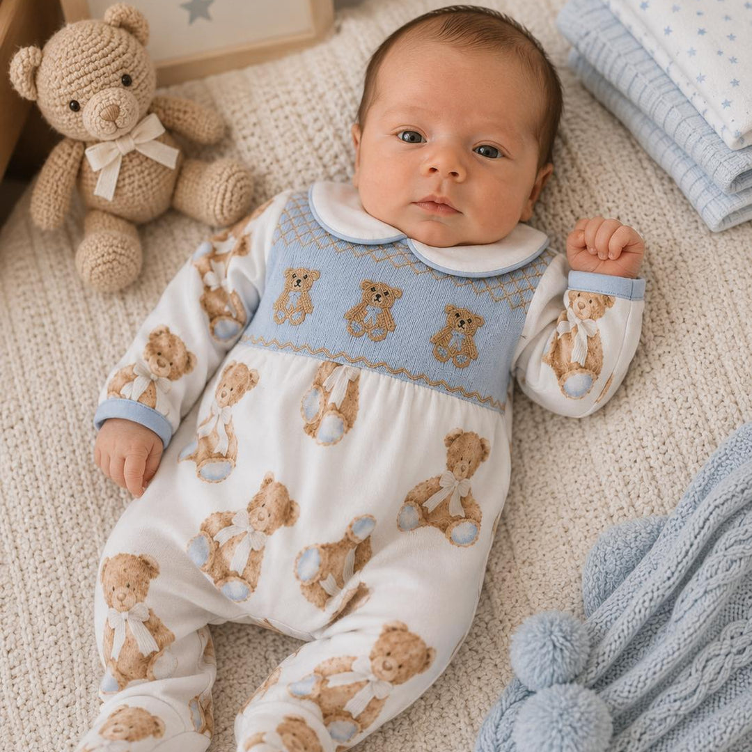 baby boys smocked clothing smocked sleepsuit