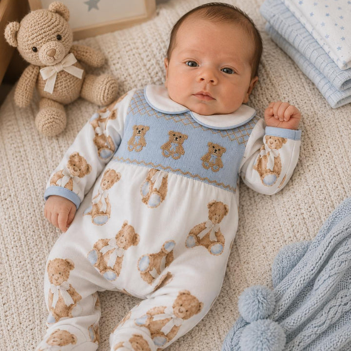 baby boys smocked clothing smocked sleepsuit