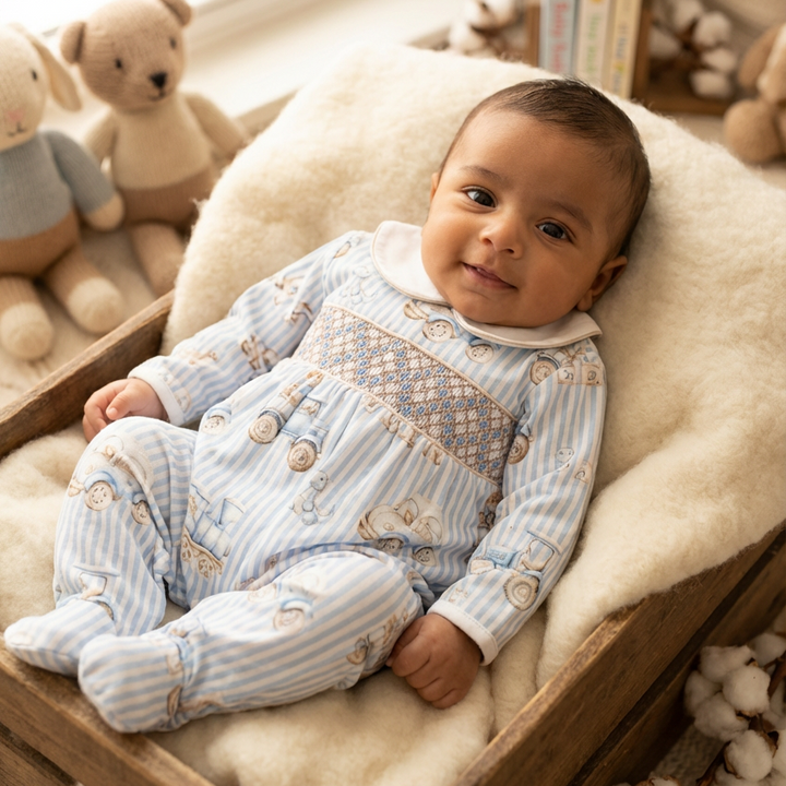 Ocean Baby Boy Smocked Old Fashioned Baby Toy Sleepsuit (NB-18M)