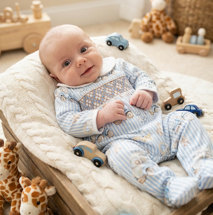 Ocean Baby Boy Smocked Old Fashioned Baby Toy Sleepsuit (NB-18M)