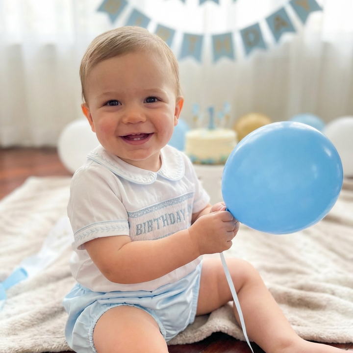 Ocean Baby Topaz Satin Birthday Boys Smocked Buster Suit Set (9M-3Yrs)