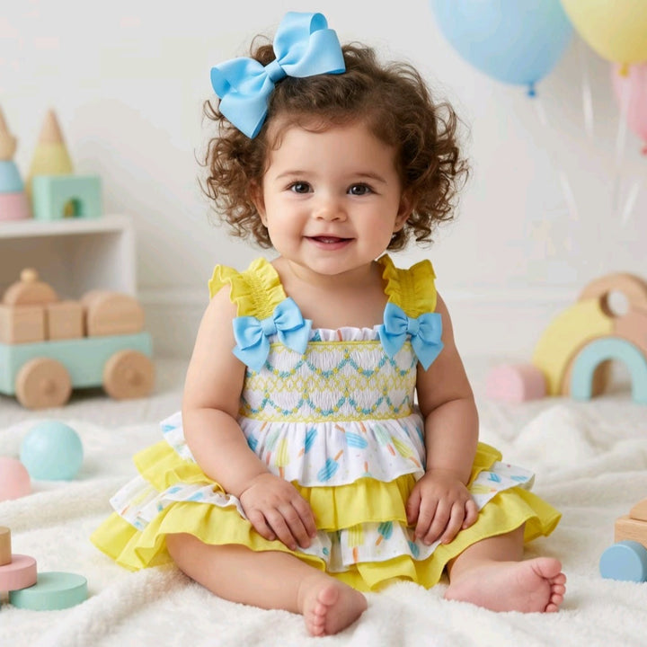 Ocean Baby Girls Ice-Lolly Ruffle Smocked Shorts Set (6M-10Y)