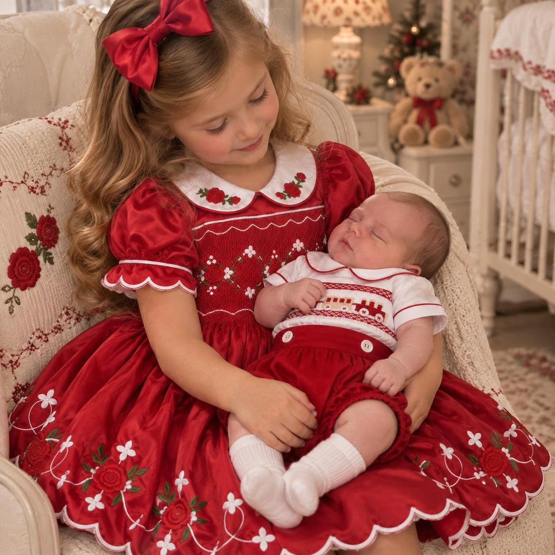 Ocean Baby Girls 'Scarlet Frost' Smocked Petticoat Layered Dress (NB-10Yrs)