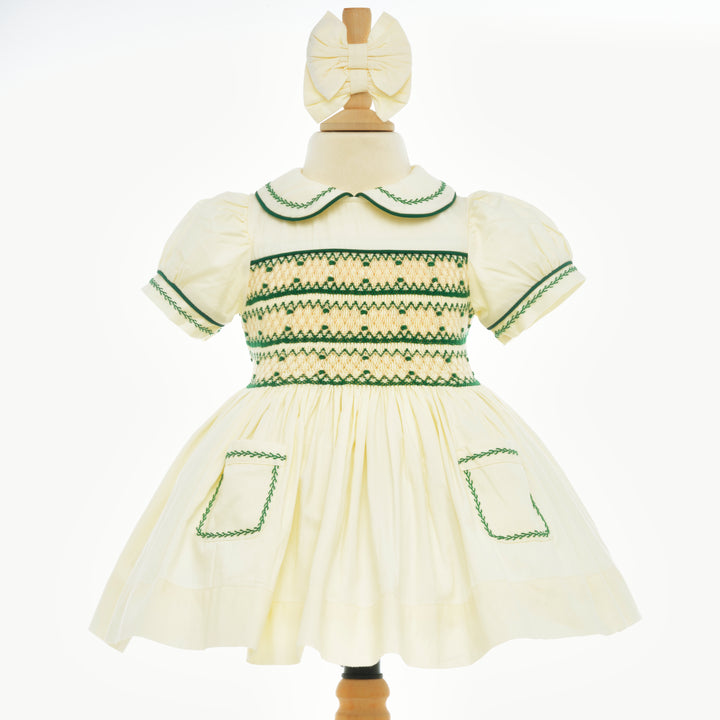Ocean Baby Girls Opaline & Pine Sateen Smocked Petticoat Layered Dress (NB-10Yrs)