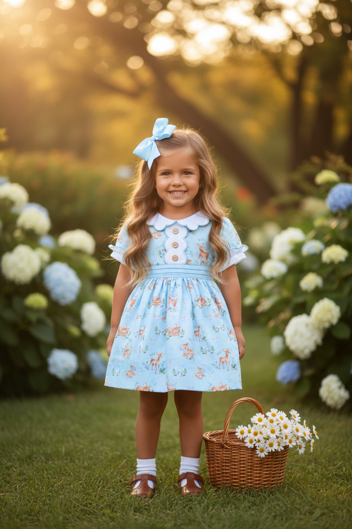 Ocean Baby Girls Classic Blue Bambi Petticoat Layered Dress (3M-10Yrs)