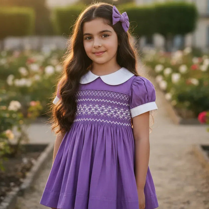 Ocean Baby Girls 'Winter Lavender' Sateen Smocked Petticoat Layered Dress - (NB-10Yrs)