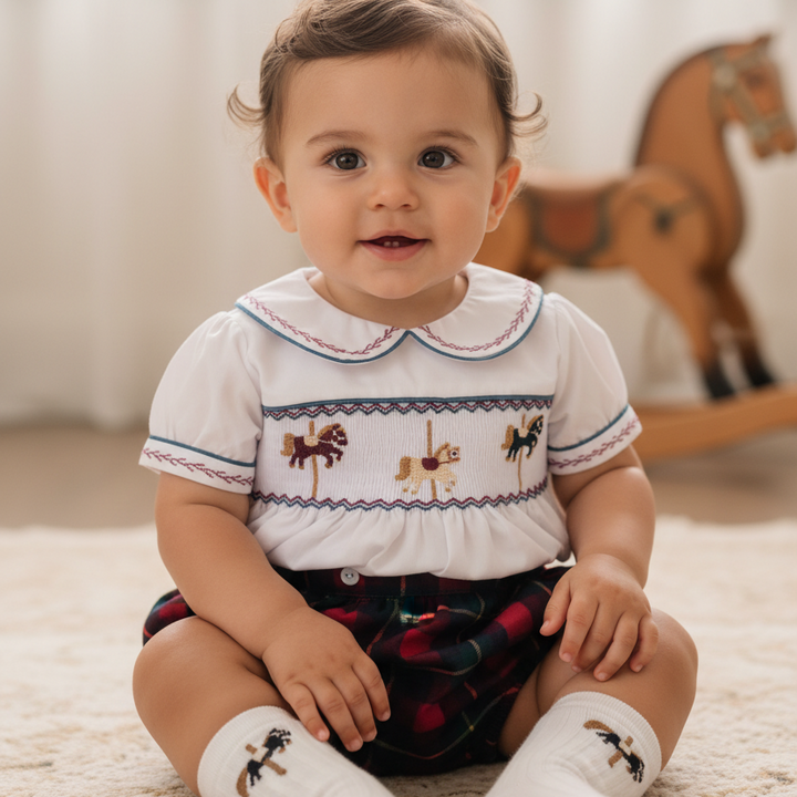 Ocean Baby Boys Trio Plaid Smocked Buster Suit Set (NB-3Yrs)
