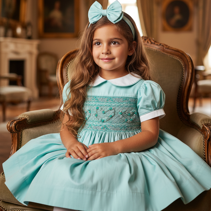 Romany baby dress girls mint coloured dresses