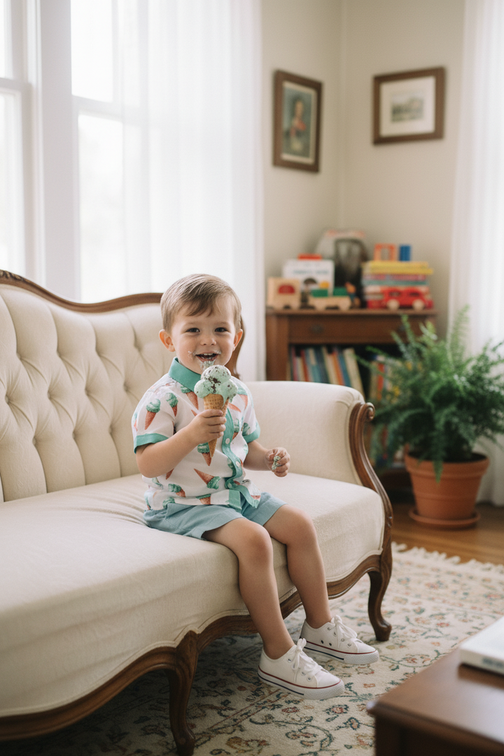 Ocean Baby Boys Mint Ice Cream Shirt (3M-10Yrs)