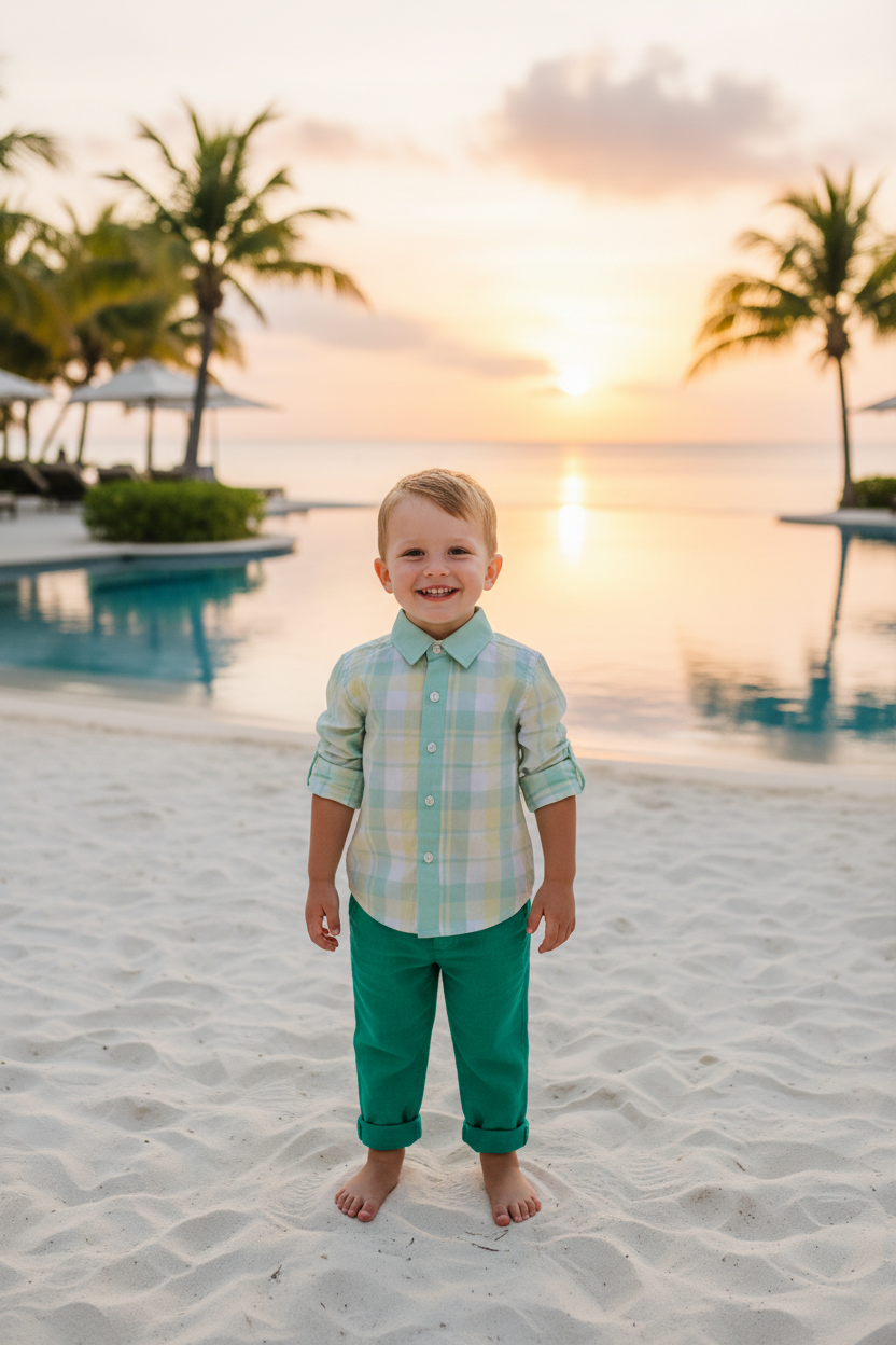 Ocean Baby Boys Lemon & Mint Plaid Shirt  (12M-14Yrs)