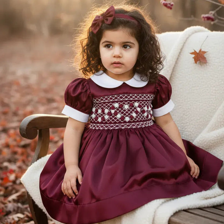Ocean Baby Girls 'Morello Cherry' Smocked Petticoat Layered Dress - (NB-10Yrs)