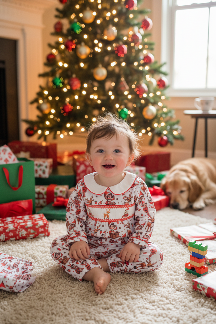 Ocean Baby Boys Smocked Cheeky Elf Themed Pyjama Set (3M-8Yrs) Pjs