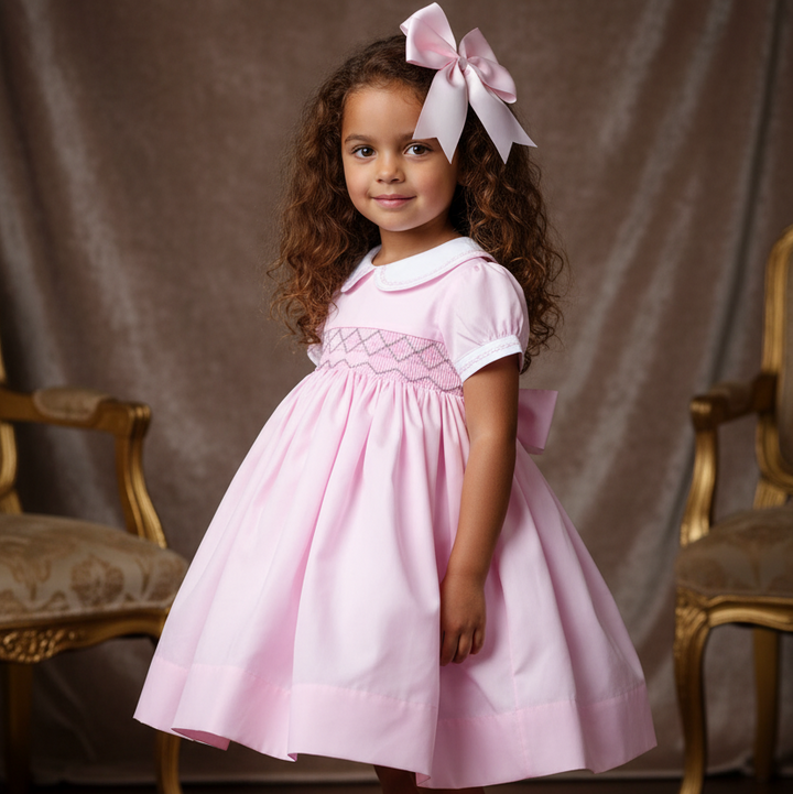 Ocean Baby Girls Soft Pink Classic Smocked Petticoat Layered Dress - (3M-8Yrs)