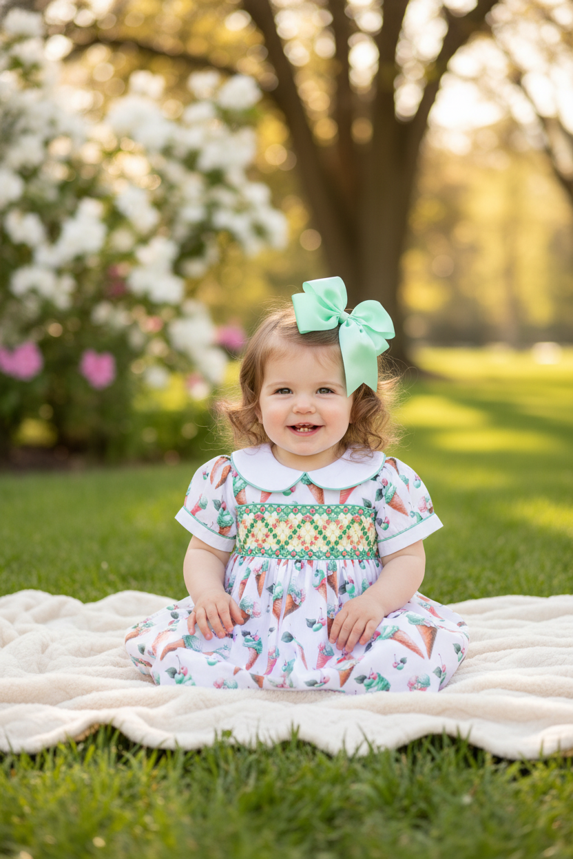 Ocean Baby Smocked Mint Ice Cream Petticoat Layered Dress (3M-10Y)