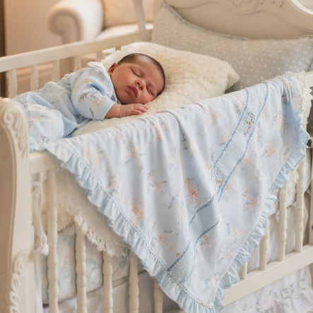 Ocean Baby Boys Carousel Smocked Ruffle Edged Blanket