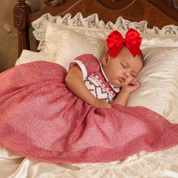 Ocean Baby Girls Smocked Rose Heart Organza Dress (3M-8Yrs)