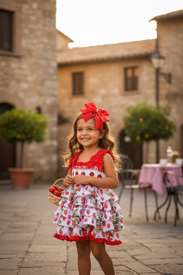 Ocean Baby Girls Strawberry Ruffle Smocked Shorts Set (12M-10Y)