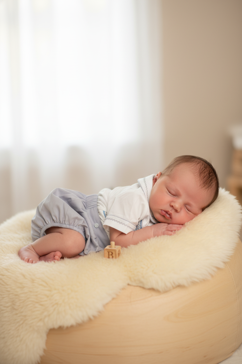 Ocean Baby Boy's Platinum & Powder Blue Sateen Buster Suit (NB-3Yrs)