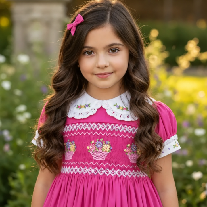 Ocean Baby Girls 'Raspberry Glaze' Sateen Smocked Petticoat Layered Dress (NB-10Yrs)