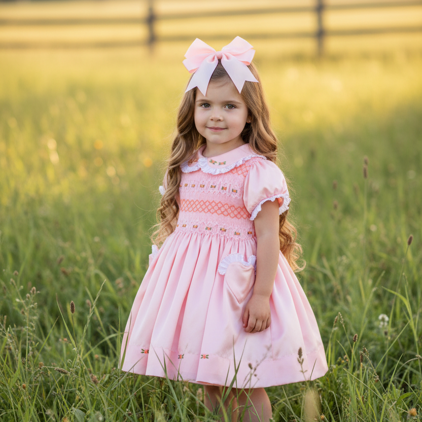 luxury baby girls silk dress petticoat skirt peach baby dress 
