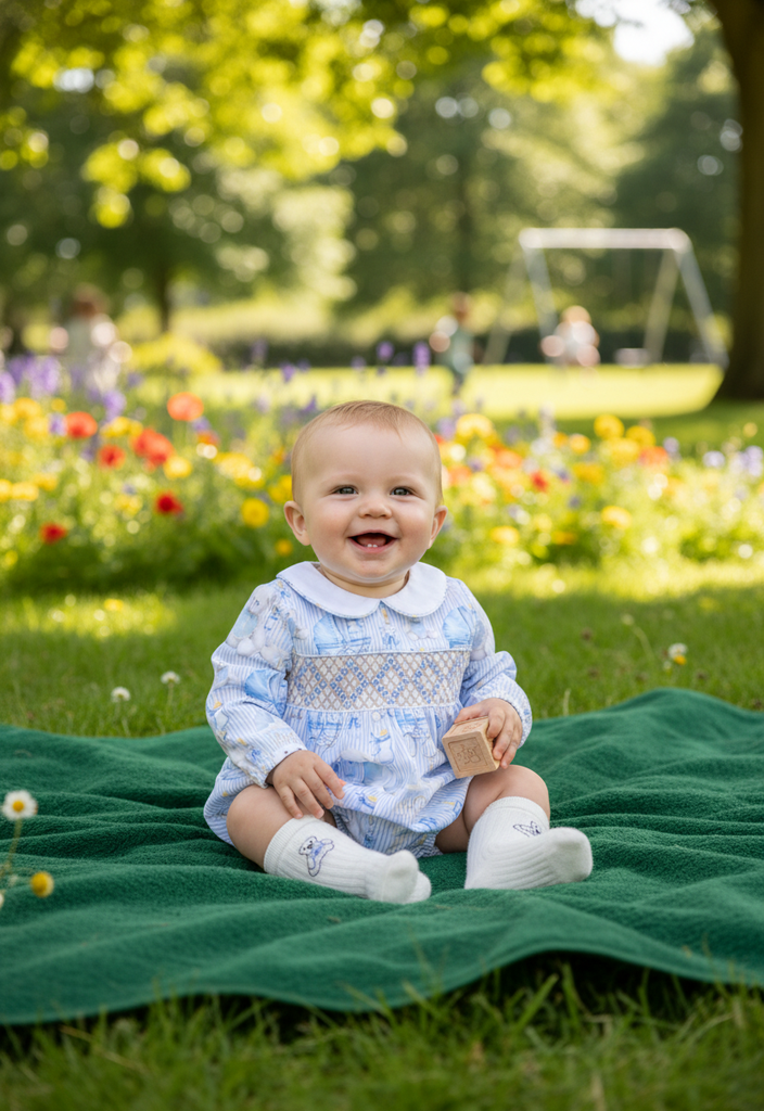 Ocean Baby Boys Baby Teddy Smocked Bubble Suit Set (NB-3Yrs)