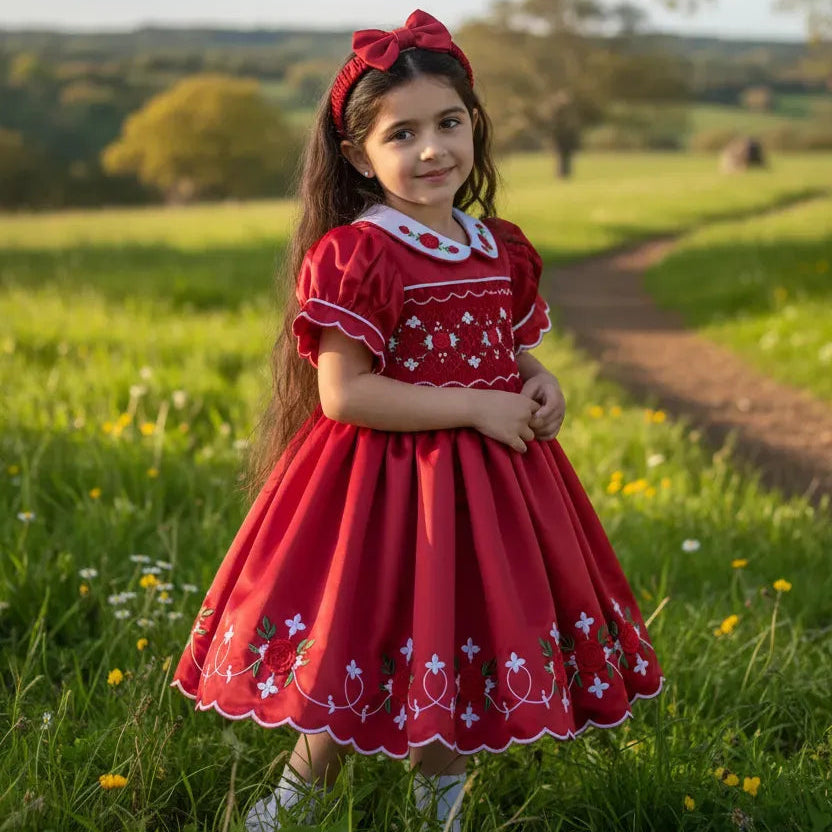 Ocean Baby Girls 'Scarlet Frost' Smocked Petticoat Layered Dress (NB-10Yrs)