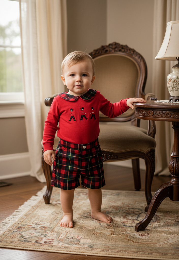 Ocean Baby Boys Trio Plaid Knitted Jumper & Shorts Set (3M-6Yrs)