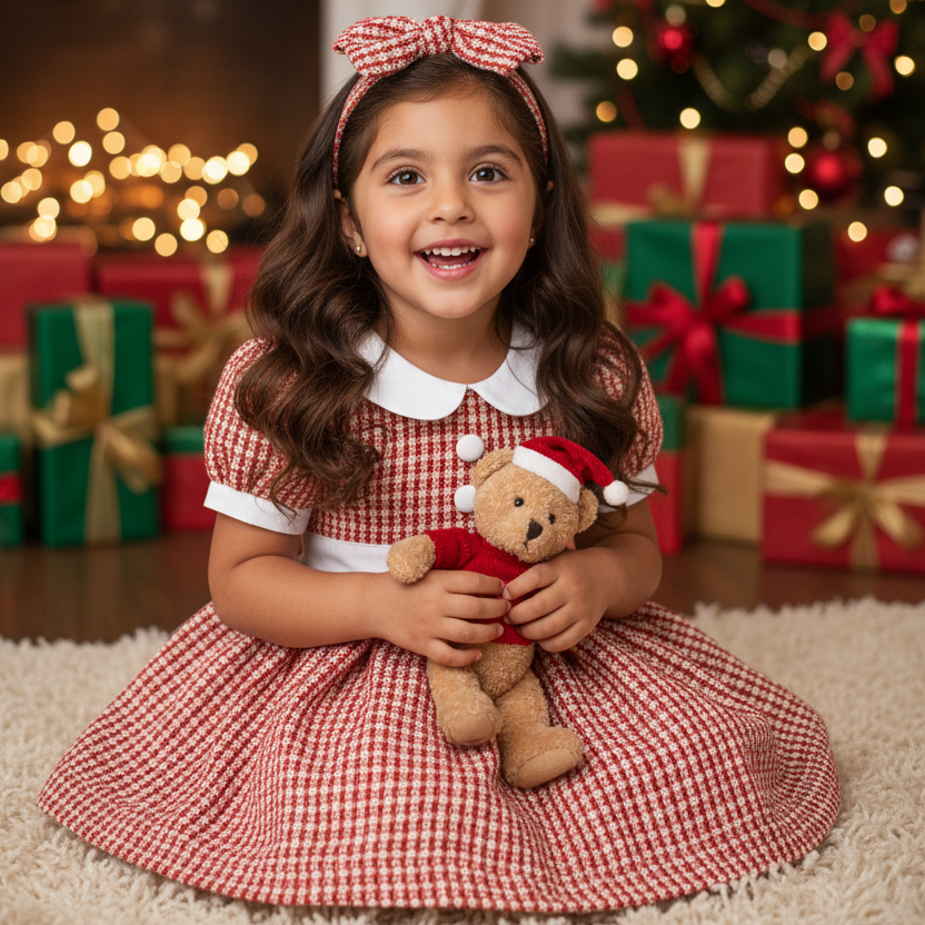 Ocean Baby Girls Classic Red Tweed Petticoat Layered Dress (12M-12Yrs)