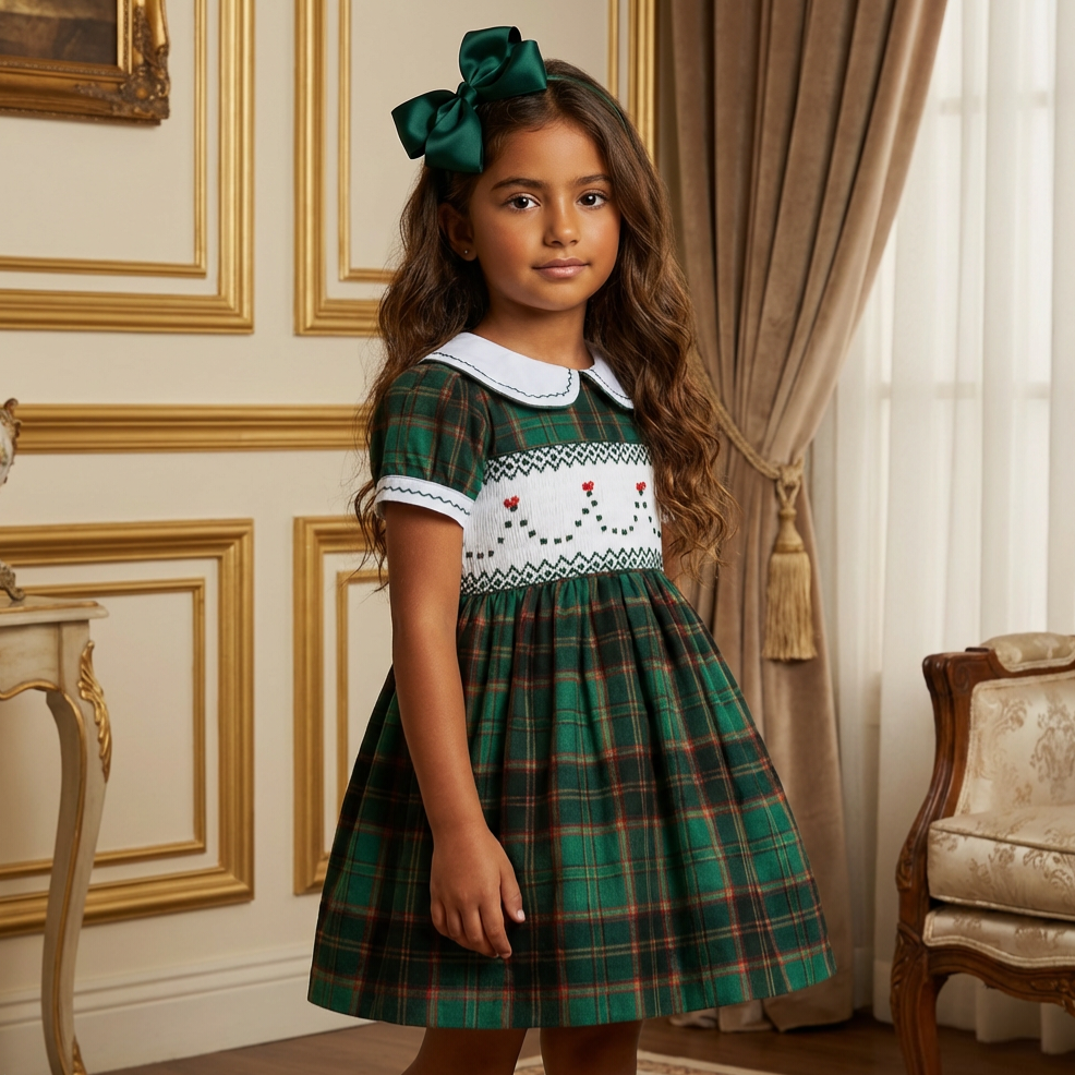 Ocean Baby Girls Hunter Green Plaid Smocked Petticoat Layered Dress (N Ocean Baby Limited Ocean Baby Girls Hunter Green Plaid Smocked Petticoat Layered Dress (N Ocean Baby Limited