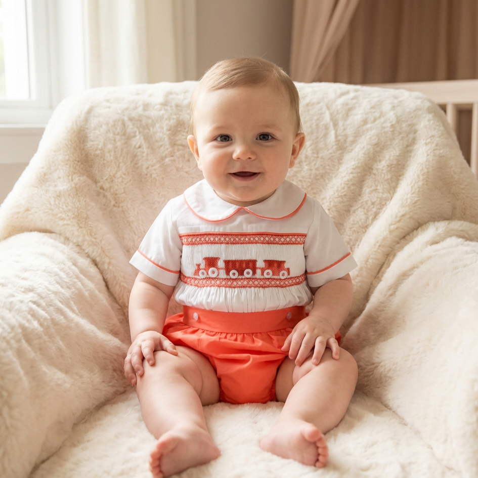 luxury smocked baby boys handmade outfit