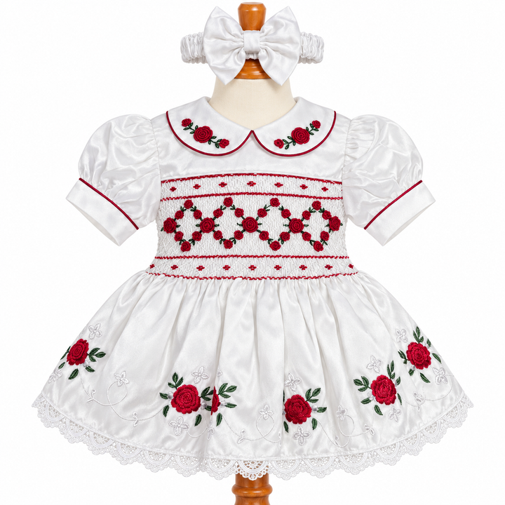 Ocean Baby Girls 'Snow Berry' Smocked Petticoat Layered Dress (NB-10Yrs)