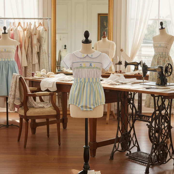 luxury handmade baby boys smocked suit set