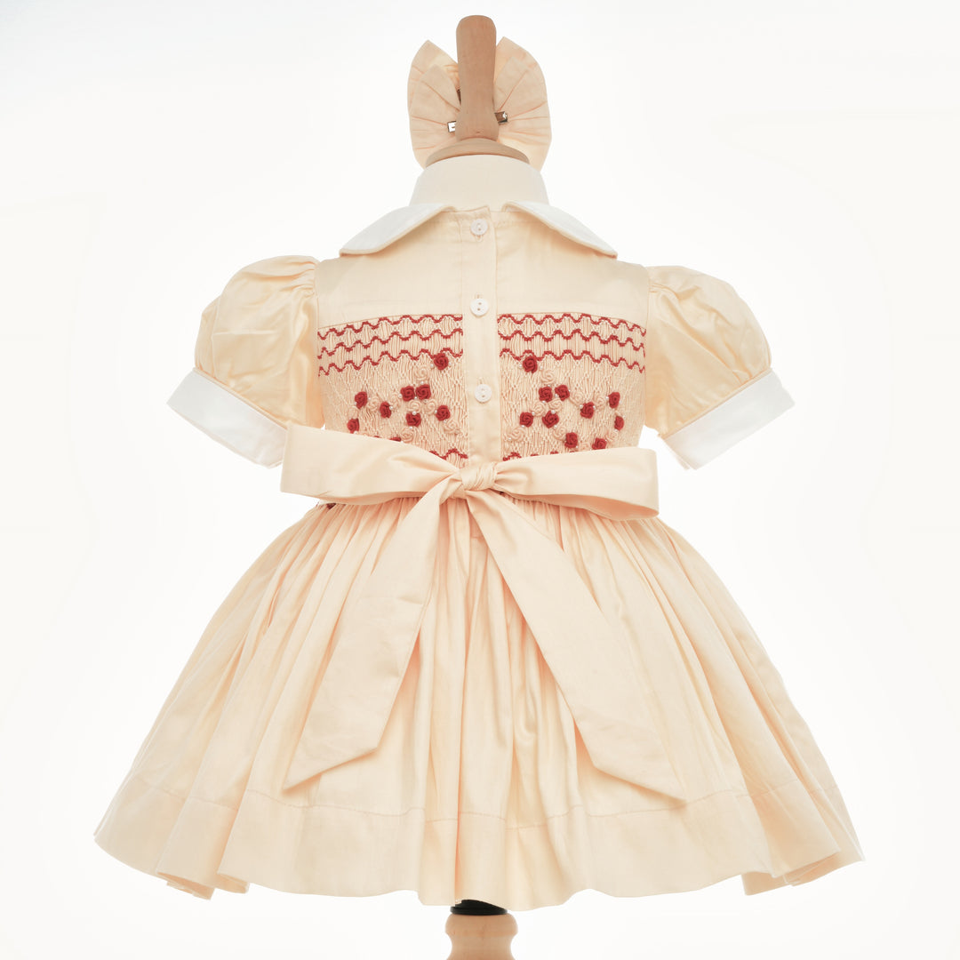 Ocean Baby Girls Antique Gold Sateen Smocked Petticoat Layered Dress - (NB-10Yrs)