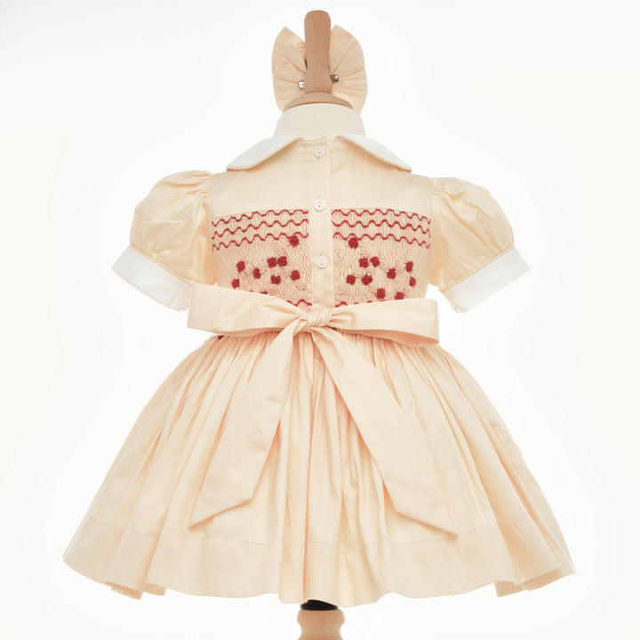 Ocean Baby Girls Antique Gold Sateen Smocked Petticoat Layered Dress - (NB-10Yrs)
