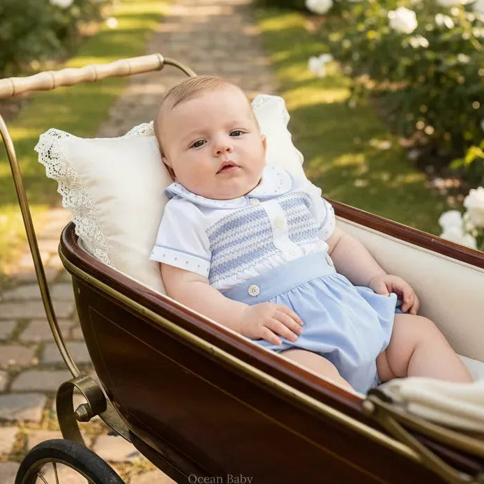 Ocean Baby Boys 'Harbour Blue' Spanish Style Smocked Outfit Set (NB-3Yrs)