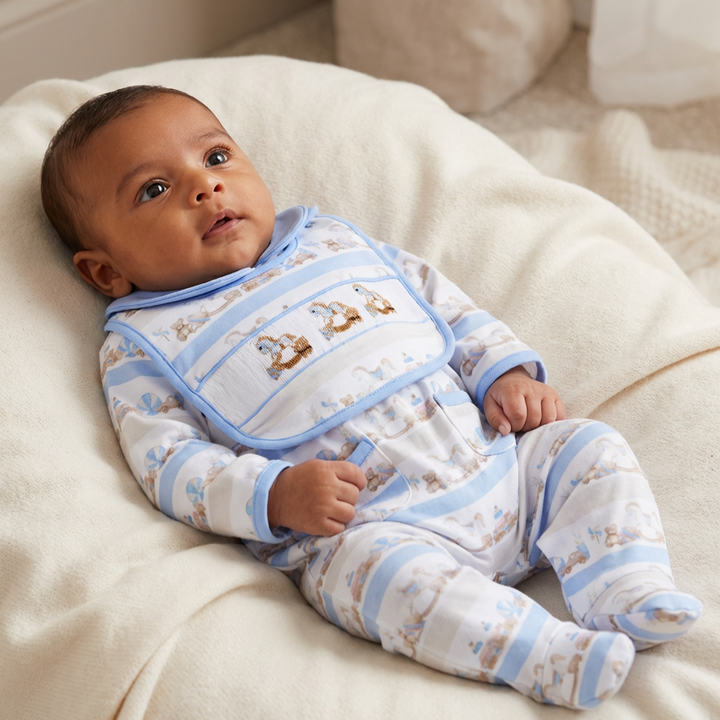 Ocean Baby Boys Smocked Toy Rocking Horse Sleepsuit & Bib Set (NB-12M)
