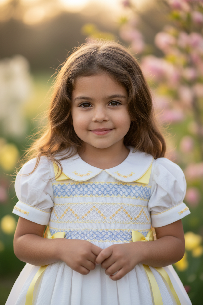 white cotton smocked girls dress petticoat skirt 
