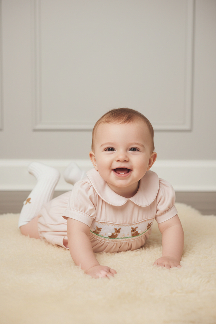 Ocean Baby Camel Smocked Bunny Outfit (NB-3Yrs)