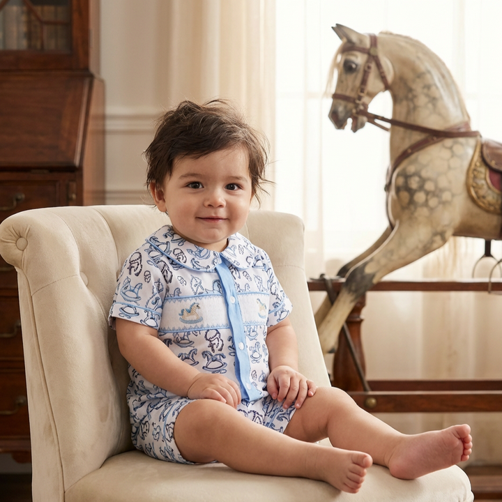 Ocean Baby Boys Rocking Horse With Rosary Pyjama & Night-Coat Set (3M-6Yrs)