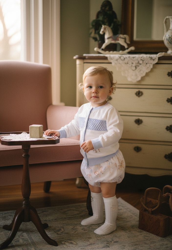 Ocean Baby Boys Carousel Smocked Cardigan & Pants Outfit (NB-3Yrs)