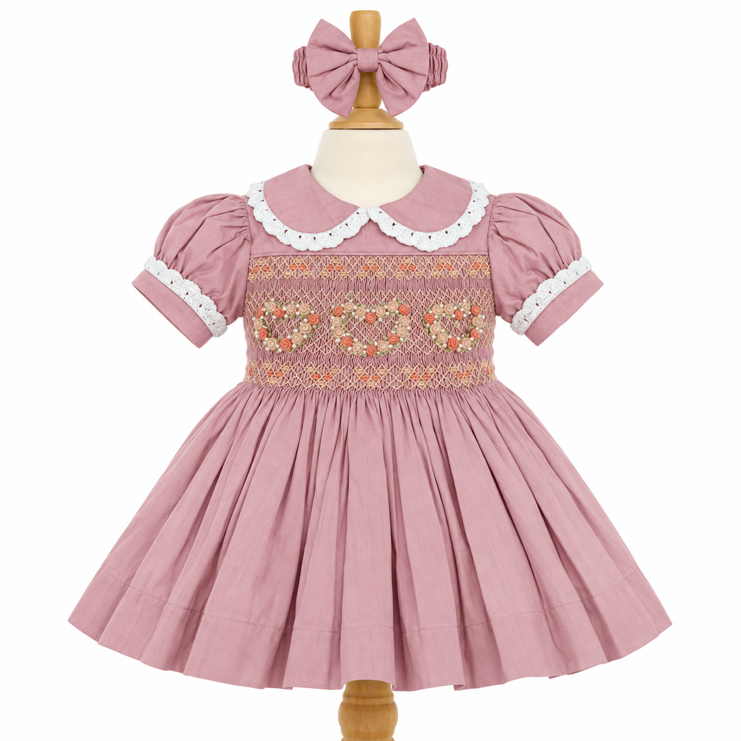 Ocean Baby Girls 'Mulberry Make-Up' Sateen Smocked Petticoat Layered Dress - (NB-10Yrs)