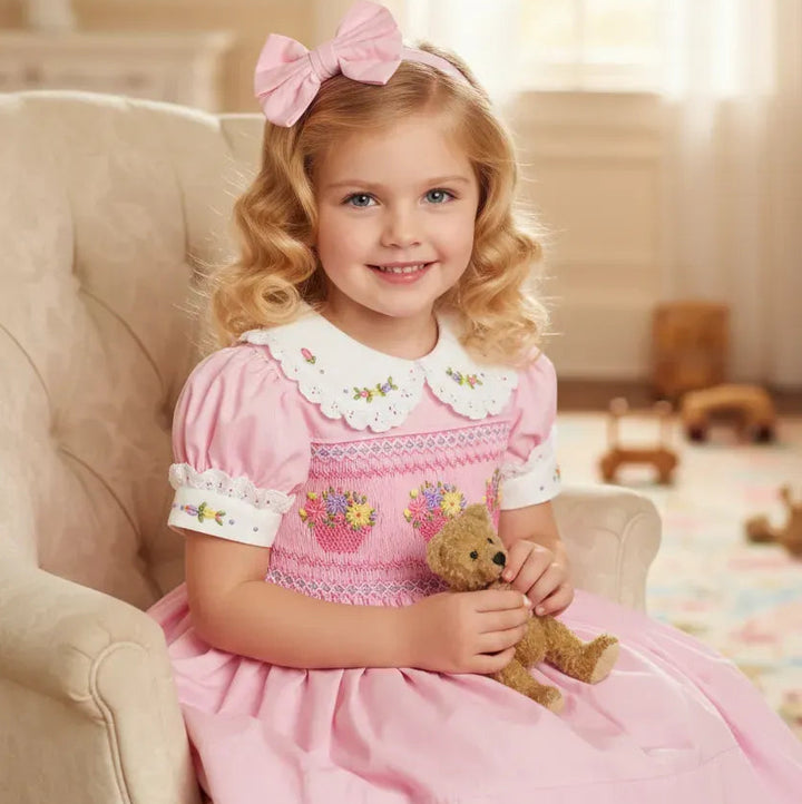 Ocean Baby Girls 'Lotus Basket Berry' Smocked Petticoat Layered Dress (NB-10Yrs)