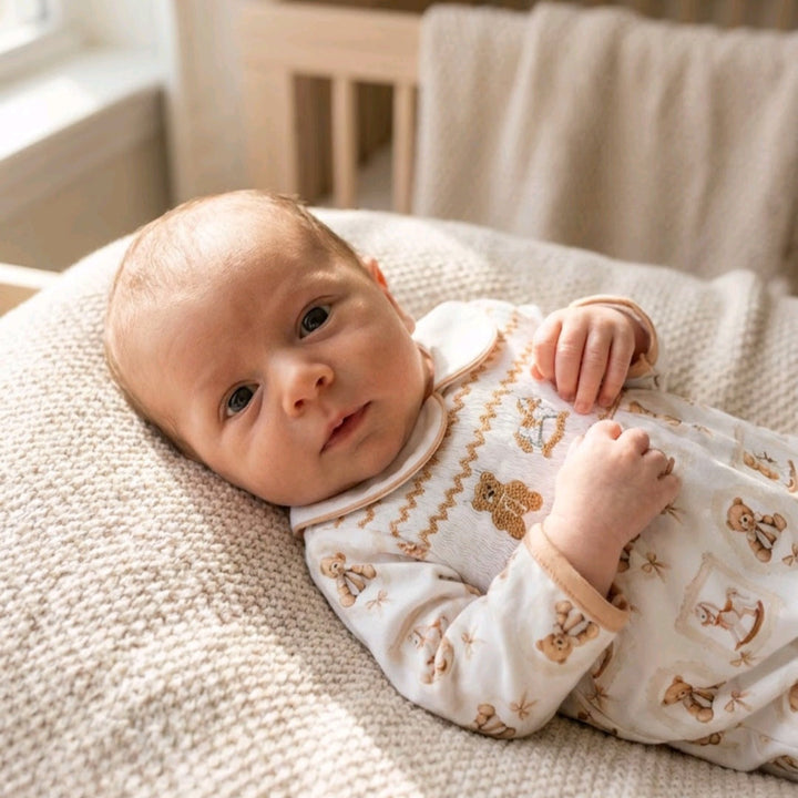 smocked baby boys sleepsuit onesie