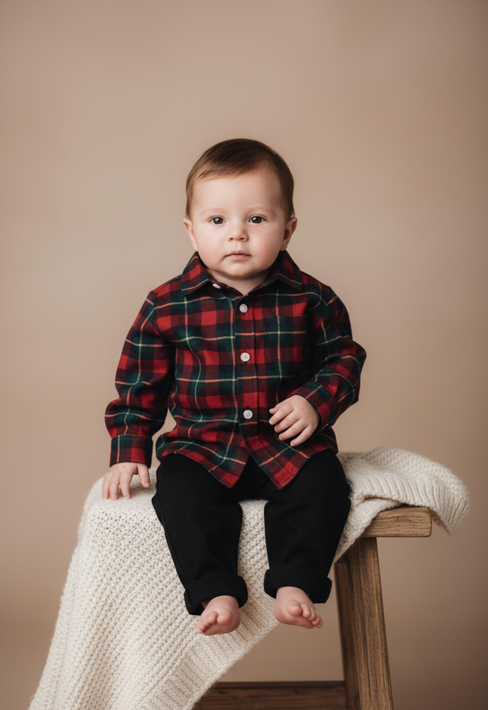 Ocean Baby Boys Trio Plaid Cotton Shirt  (12M-12Yrs)